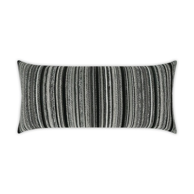 Peerless Black Stripe Lumbar Outdoor Pillow 24x12  by DV Kap