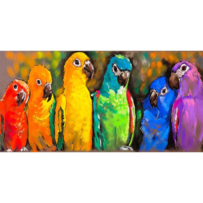 West of the Wind Outdoor Canvas 48”x24” Wall Art - Pretty Parrots