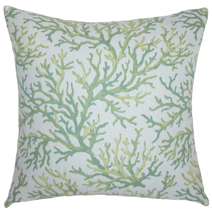 Coral Lime Outdoor Pillow  by Square Feathers