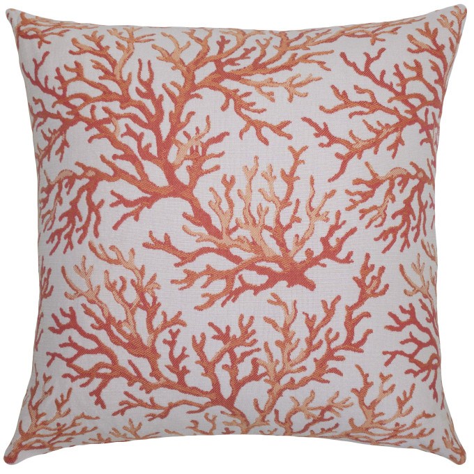 Coral Mango Outdoor Pillow  by Square Feathers