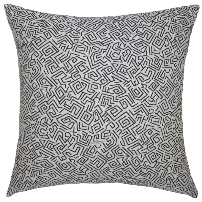 Mix Maze Ebony Outdoor Pillow  by Square Feathers