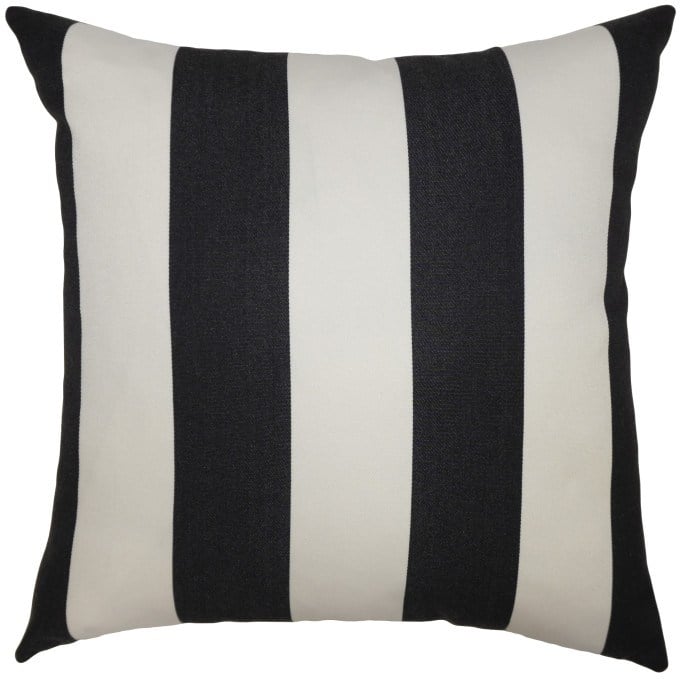 Stripe Black Outdoor Pillow  by Square Feathers
