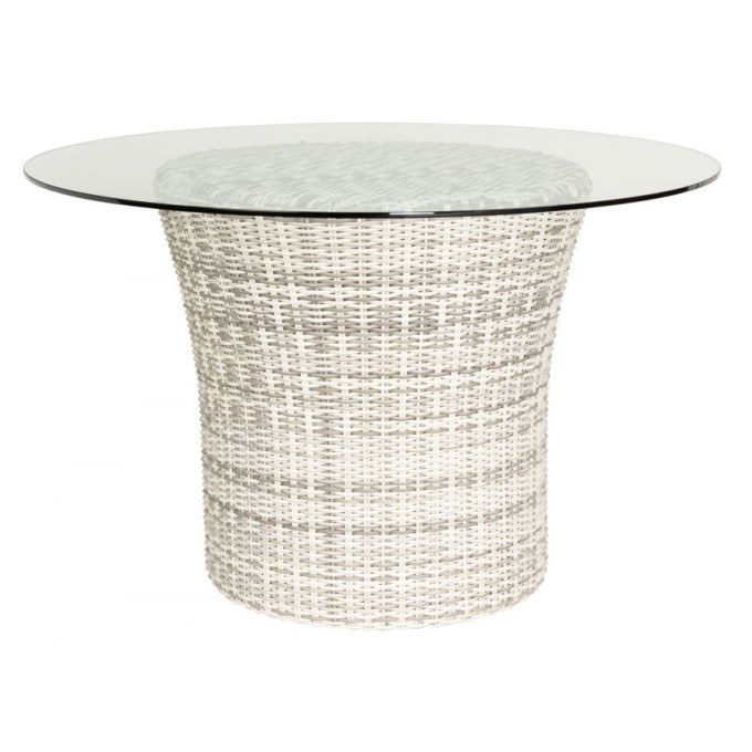 Woodard Sonoma Wicker 48" Round Dining Table with Glass Top  by Woodard