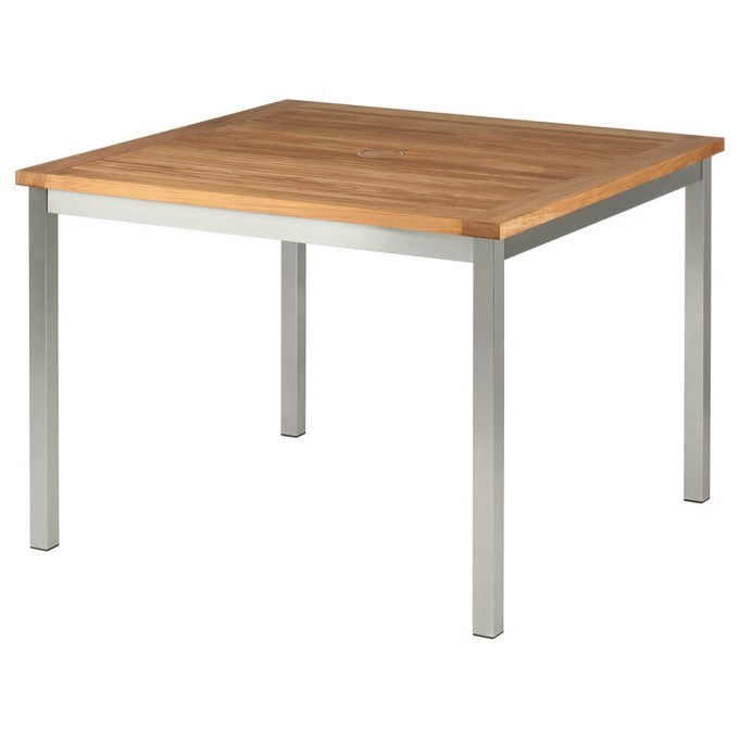 Barlow Tyrie Equinox Stainless Steel and Teak 39" Square Conversation Table   by Barlow Tyrie