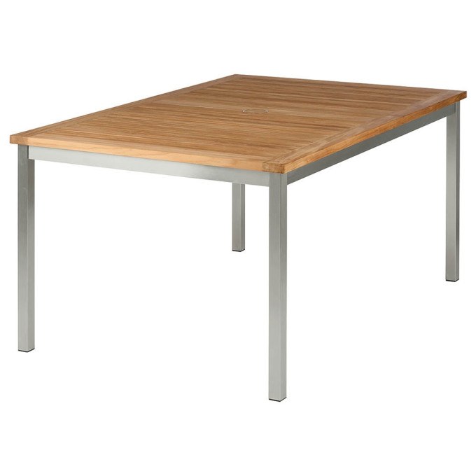 Barlow Tyrie Equinox Stainless Steel and Teak 59"L Rectangular Dining Table   by Barlow Tyrie