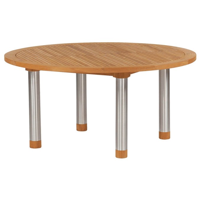 Barlow Tyrie Equinox Stainless Steel and Teak 59" Round Dining Table   by Barlow Tyrie
