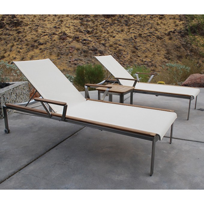 Kingsley Bate Tivoli 3 Piece Stainless Steel and Teak Chaise Lounge Ensemble  by Kingsley Bate
