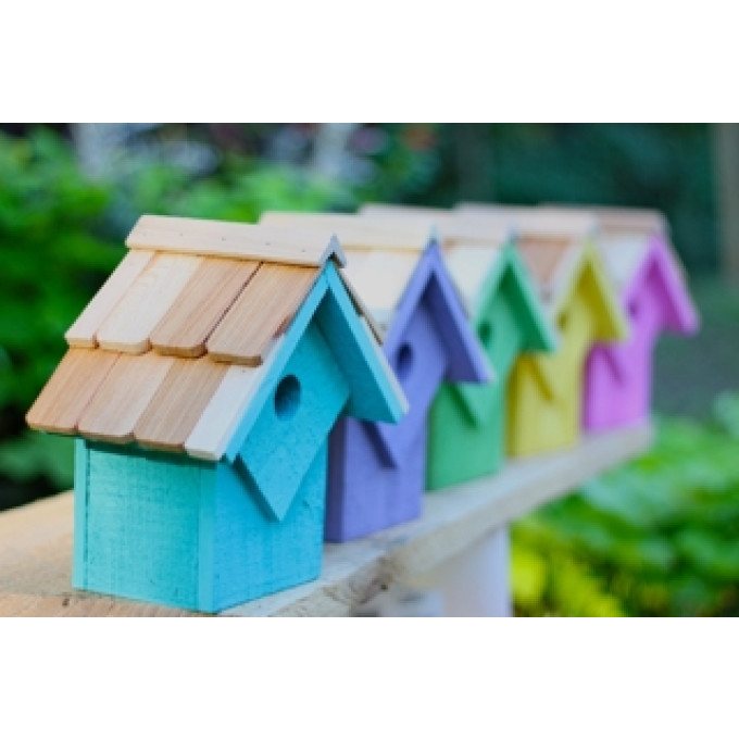 Heartwood Summer Home Birdhouse Set - Pastel Colors  by Heartwood