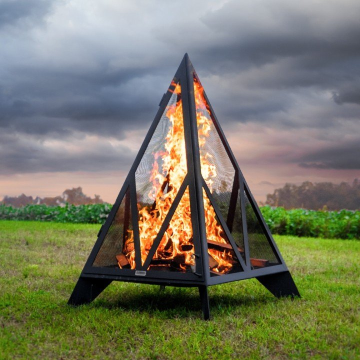 Iron Embers Pyramid Outdoor Fireplace, Blaze Tower Fire Pit