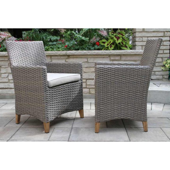 Driftwood Gray Wicker Dining, Outdoor Wicker Dining Chairs With Cushions