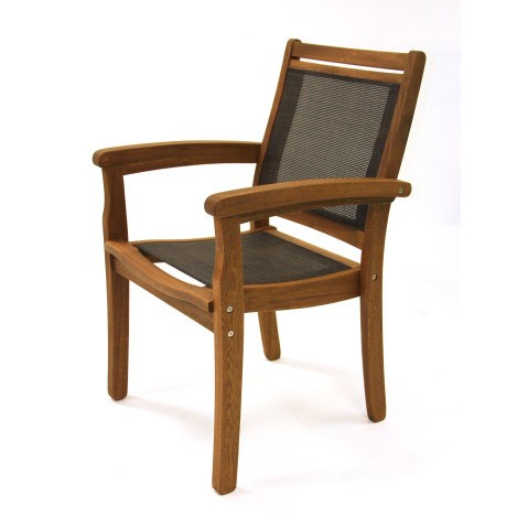 Outdoor Interiors Eucalyptus Stacking Sling Dining Chair  by Outdoor Interiors