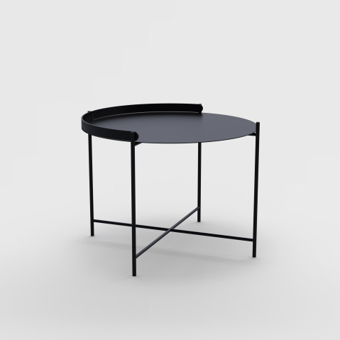 Edge Medium Tray Table pictured in Black with Black Handle