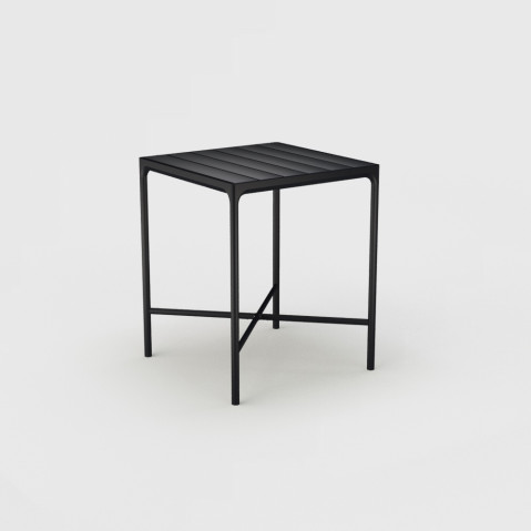 Four Square Bar Table with a Black Metal Frame and Black Lamellas Top