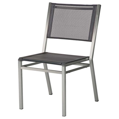 Barlow Tyrie Equinox Stacking Stainless Steel and Sling Side Chair   by Barlow Tyrie