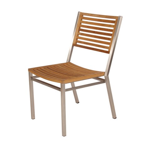 Barlow Tyrie Equinox Stacking Stainless Steel and Teak Side Chair