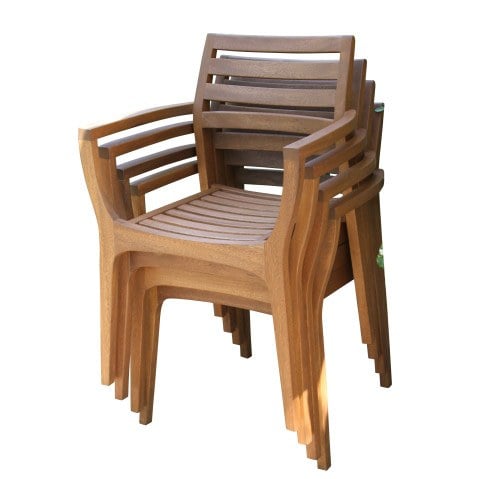 Outdoor Interiors Brazilian Eucalyptus Danish Stacking Chair - Set of 4  by Outdoor Interiors