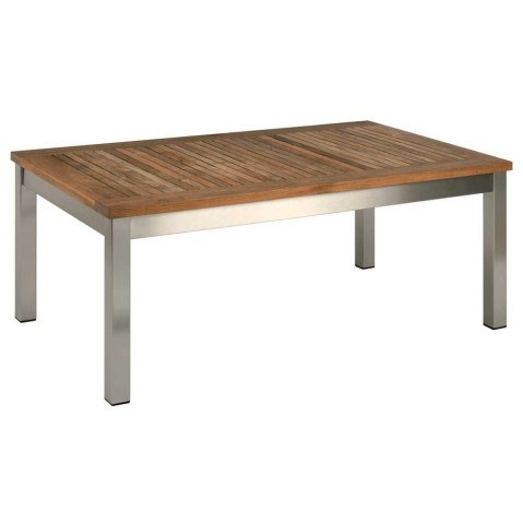 Barlow Tyrie Equinox Stainless Steel and Teak Rectangular Low Coffee Table   by Barlow Tyrie