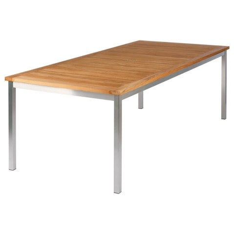 Barlow Tyrie Equinox Stainless Steel and Teak 85"L Retangular Dining Table   by Barlow Tyrie