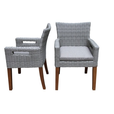 Outdoor Interiors Gray Wicker and Eucalyptus Armchair - Set of 2  by Outdoor Interiors