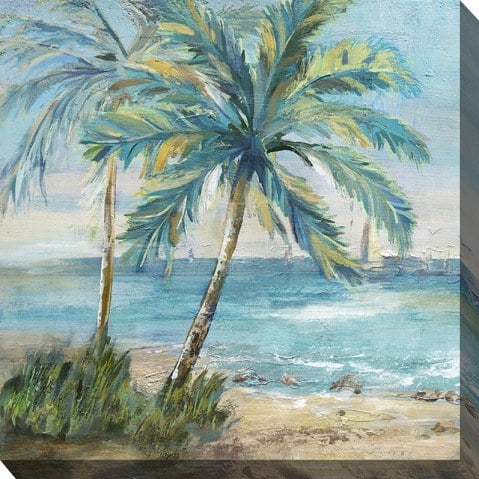 West of the Wind Outdoor Canvas 24"x24" Wall Art - Coastal Palm No. 1
