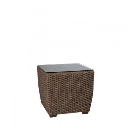 Woodard Augusta Wicker Square End Table with Glass Top  by Woodard