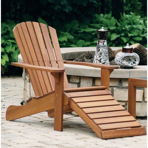 Eucalyptus Adirondack Chair with Built in Ottoman  by Frontera