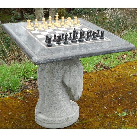 Stone Age Knight Chess Table with Optional Chess Set