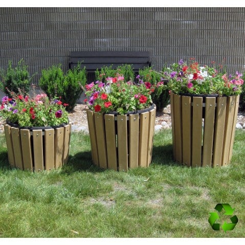 Frontera Recycled Plastic Planter - Round  by Plastic Recycling of Iowa