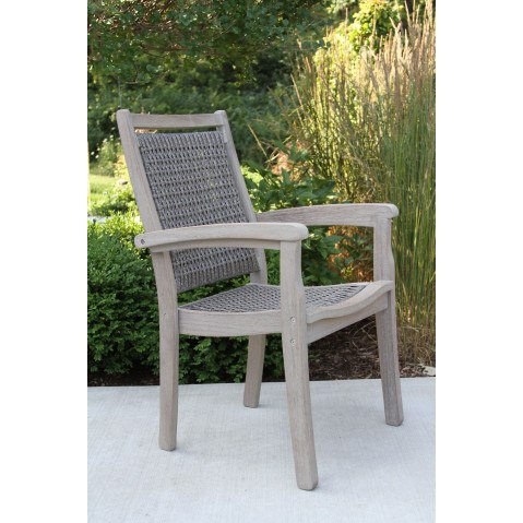 Outdoor Interiors Eucalyptus and Wicker Stacking Dining Chair   by Outdoor Interiors