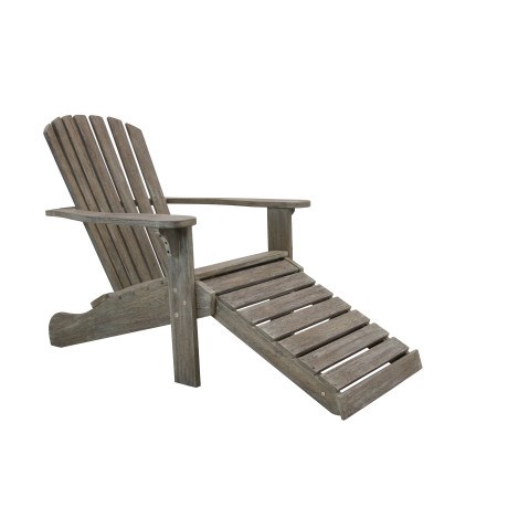Outdoor Interiors Eucalyptus Adirondack Chair with Built-in Ottoman  by Outdoor Interiors