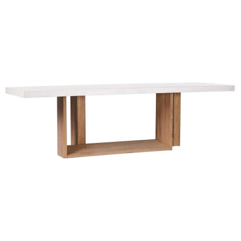 Seasonal Living Perpetual Concrete and Teak Lucca Counter Table – Ivory White  by Seasonal Living