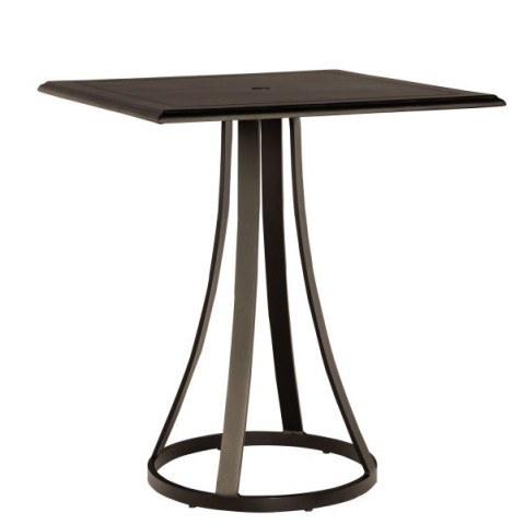 Woodard Solid Cast Aluminum Square Bar Height Umbrella Table