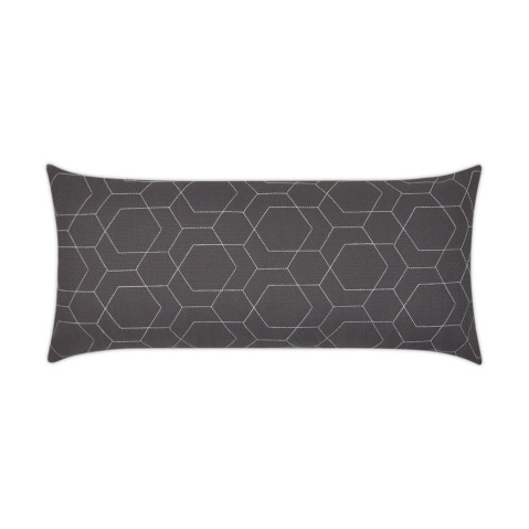 Hex Quilt Gray Lumbar Outdoor Pillow 24x12  by DV Kap