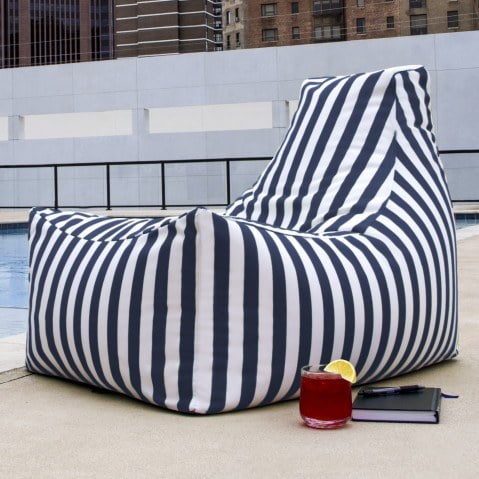 Juniper Outdoor Patio Bean Bag Chair - Navy Stripe