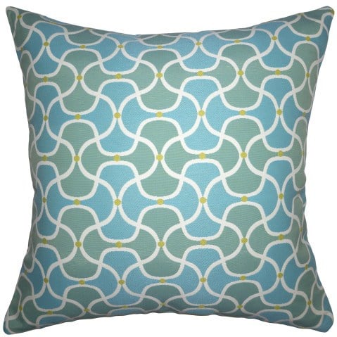 Lanai Turquoise Outdoor Pillow  by Square Feathers