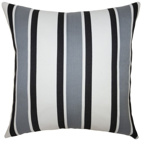 Stripe Ebony Outdoor Pillow  by Square Feathers