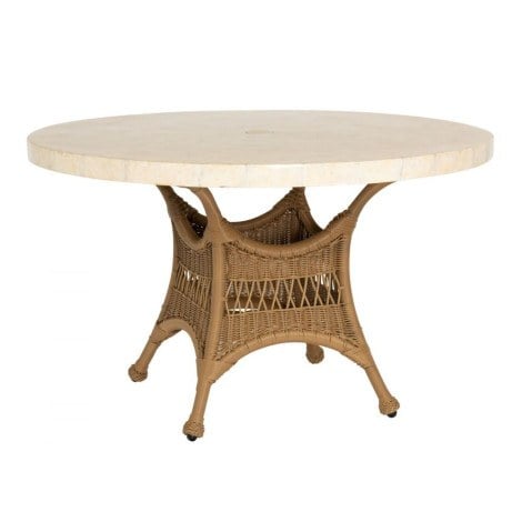 Woodard Sommerwind Round 48" Dining Table with Stone Top  by Woodard