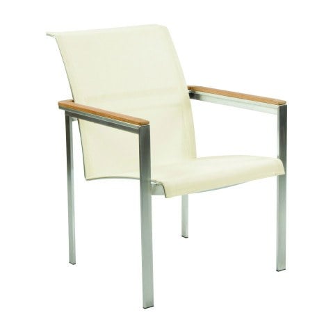 Kingsley Bate Tivoli Stainless Steel and Teak Sling Dining Armchair (Stacking)