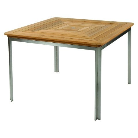 Kingsley Bate Tivoli Stainless Steel and Teak 42 Square Dining Table