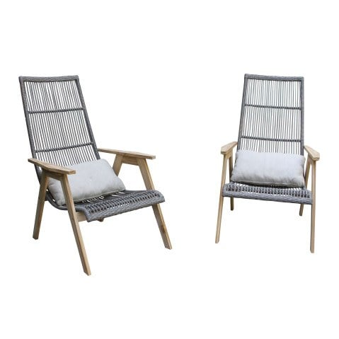Outdoor Interiors Teak and Wicker Basket Lounge Chair - Set of 2  by Outdoor Interiors