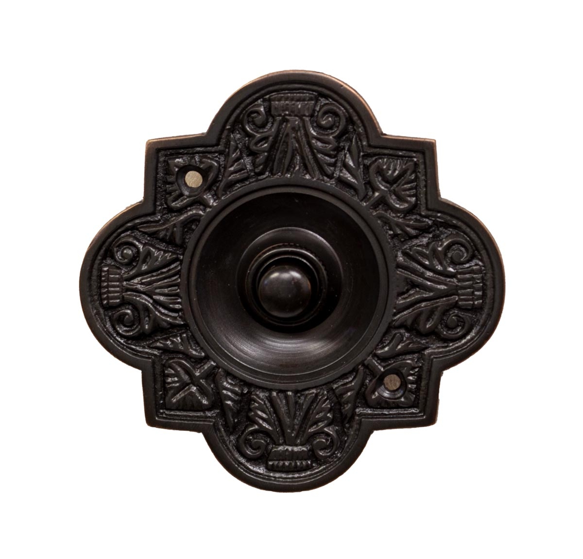 Ornate Dark Bronze Oval Doorbell Button