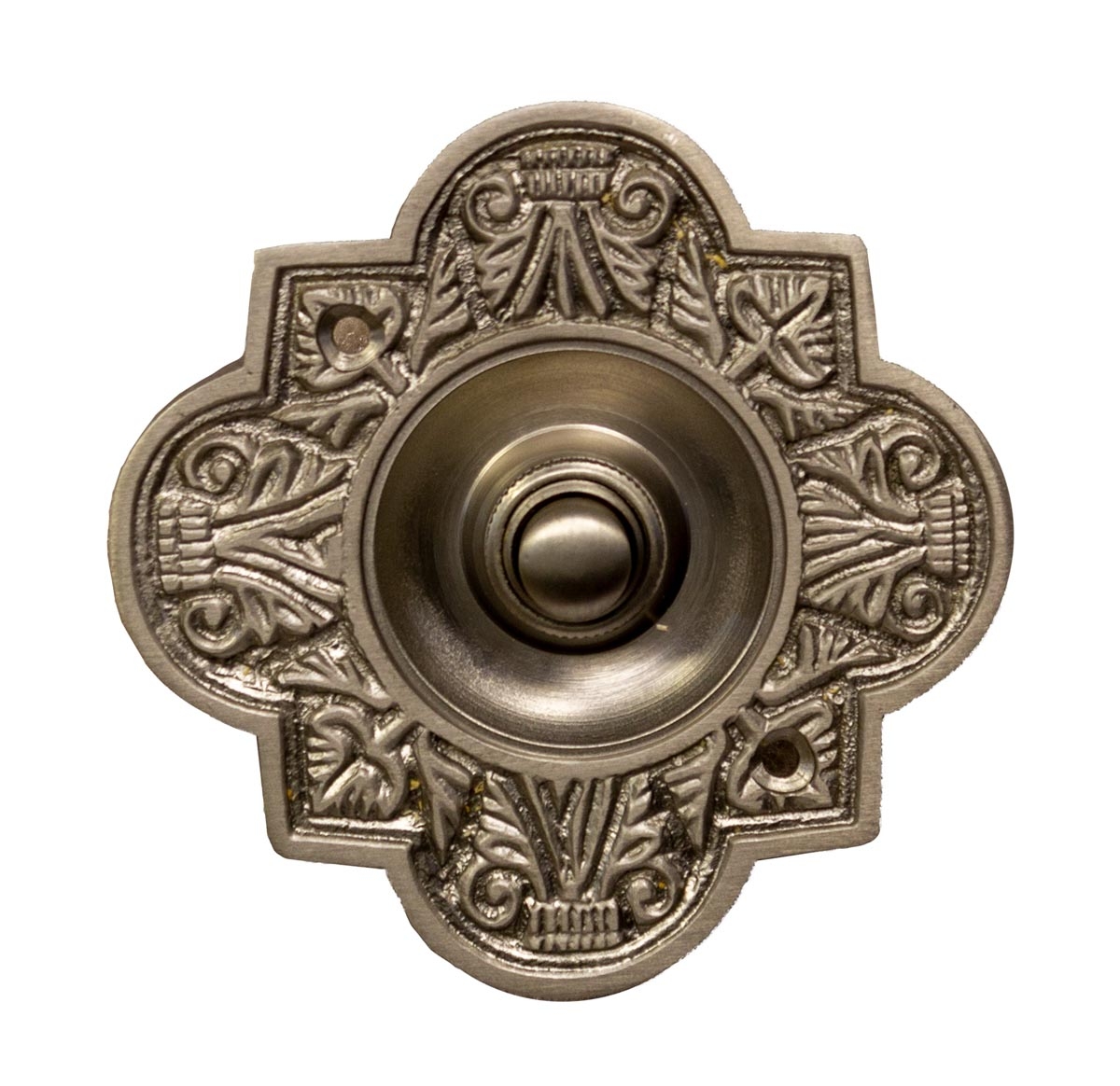 Ornate Satin Nickel Oval Doorbell Button