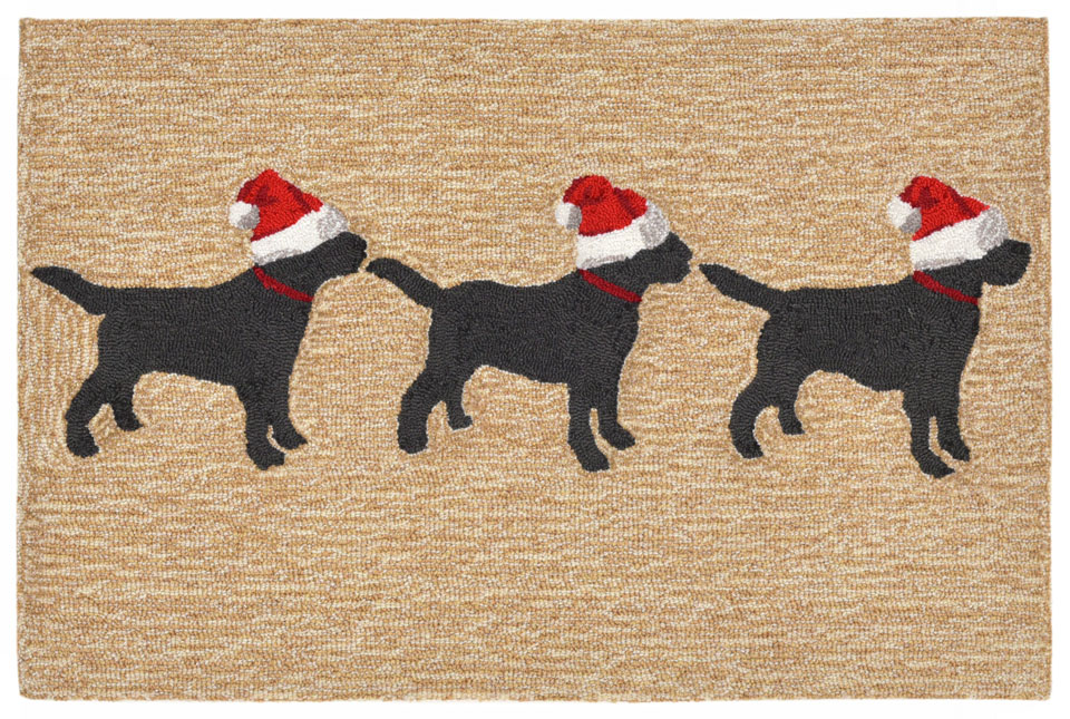 3 Dogs Christmas Neutral Doormat - Set of 2