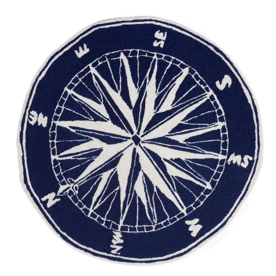 Compass Navy Rug 3' Round