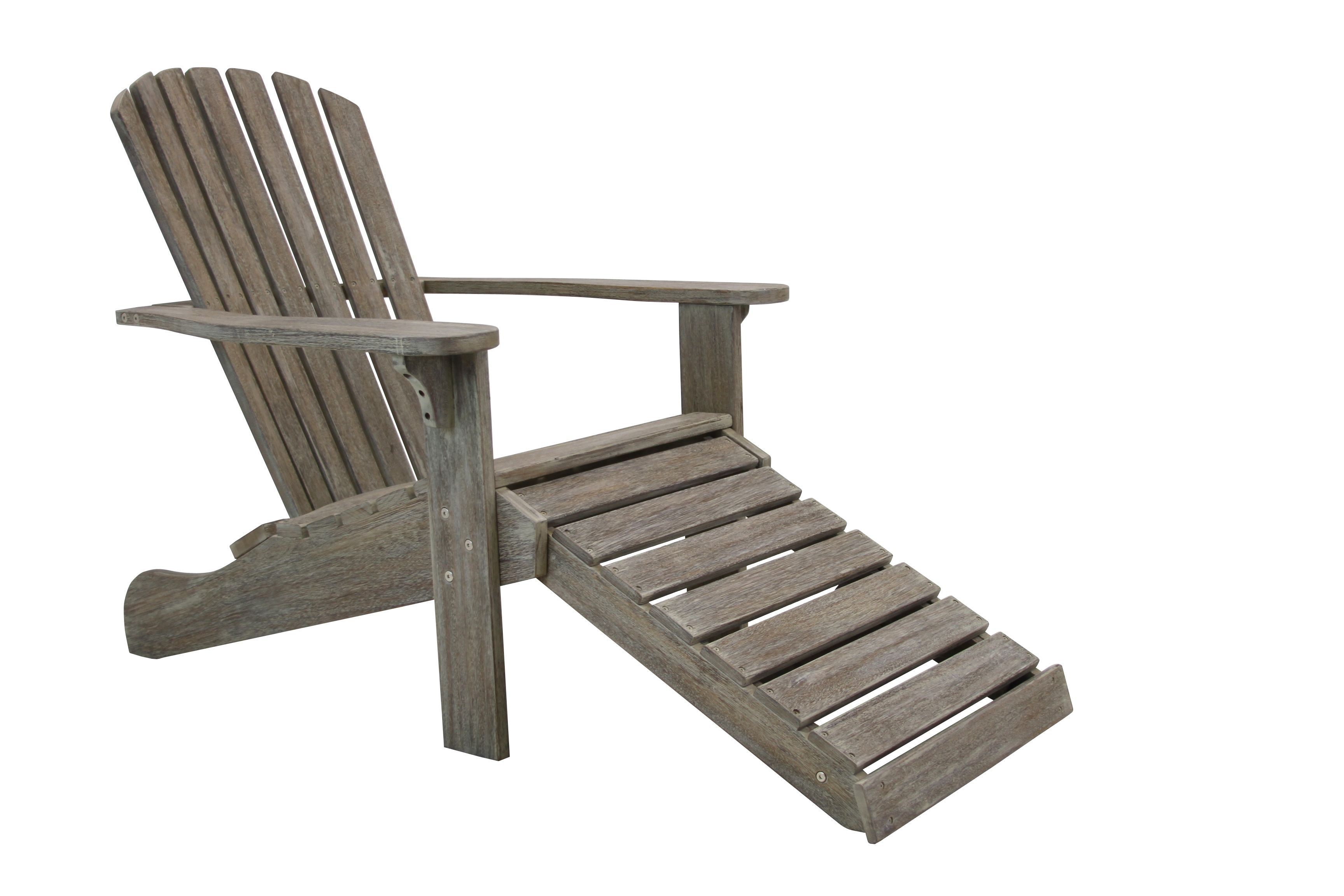 Outdoor Interiors Eucalyptus Adirondack Chair with Built-in Ottoman