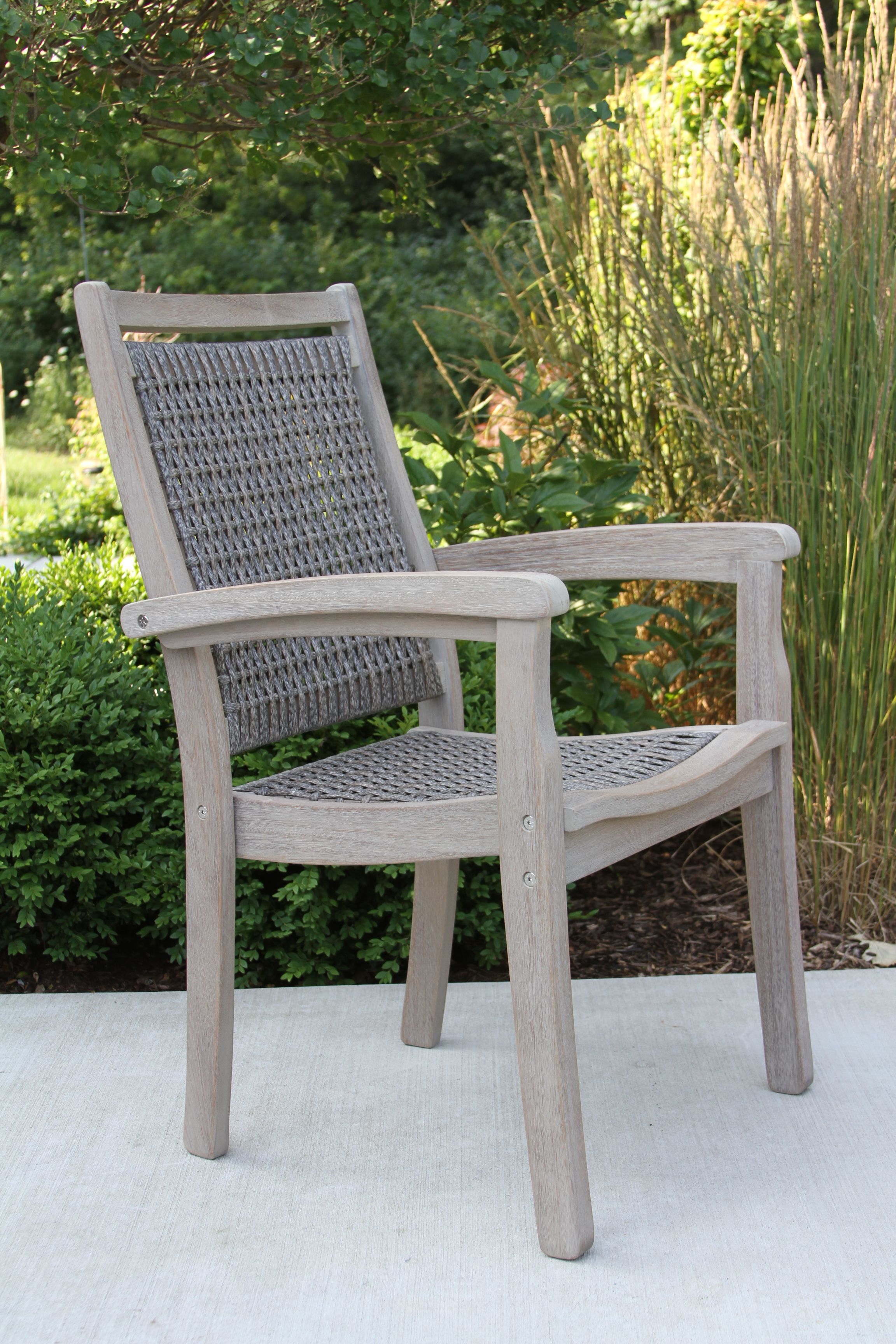 Outdoor Interiors Eucalyptus and Wicker Stacking Dining Chair