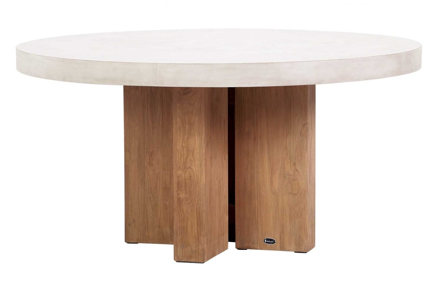 Seasonal Living Perpetual Concrete and Teak Java Round Dining Table â€“ Ivory White