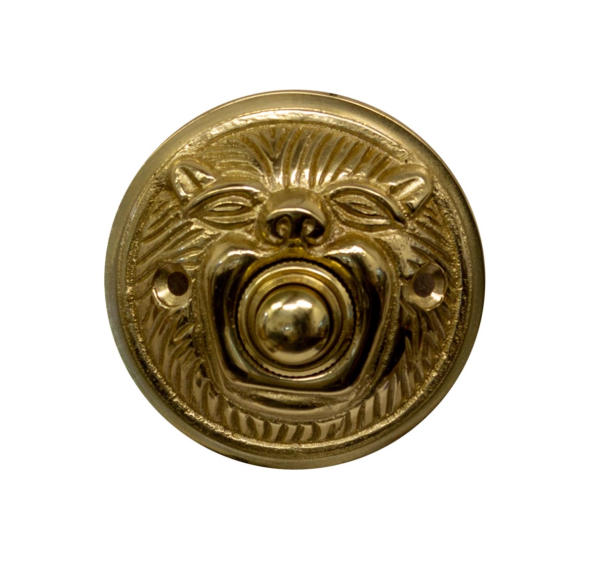 Whimsical Animal Face Polished Brass Doorbell Button