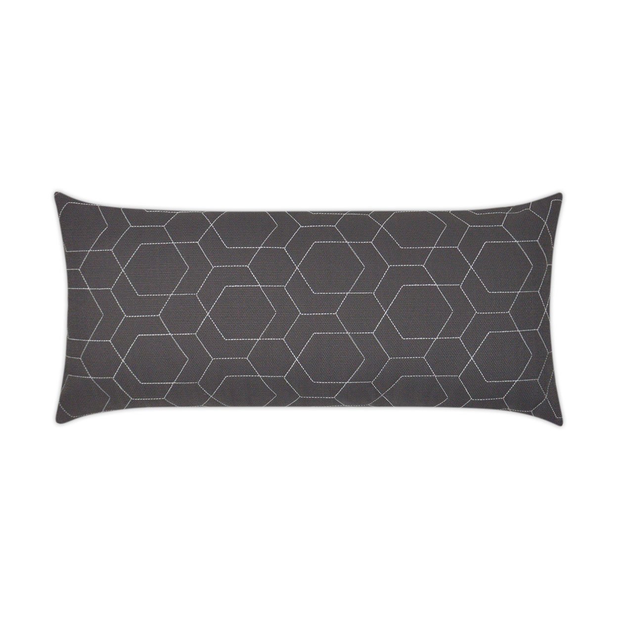 Hex Quilt Gray Lumbar Outdoor Pillow 24x12