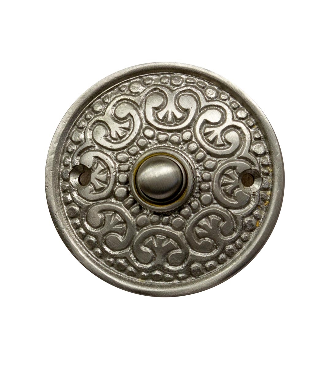 Ornate Satin Nickel Doorbell Button